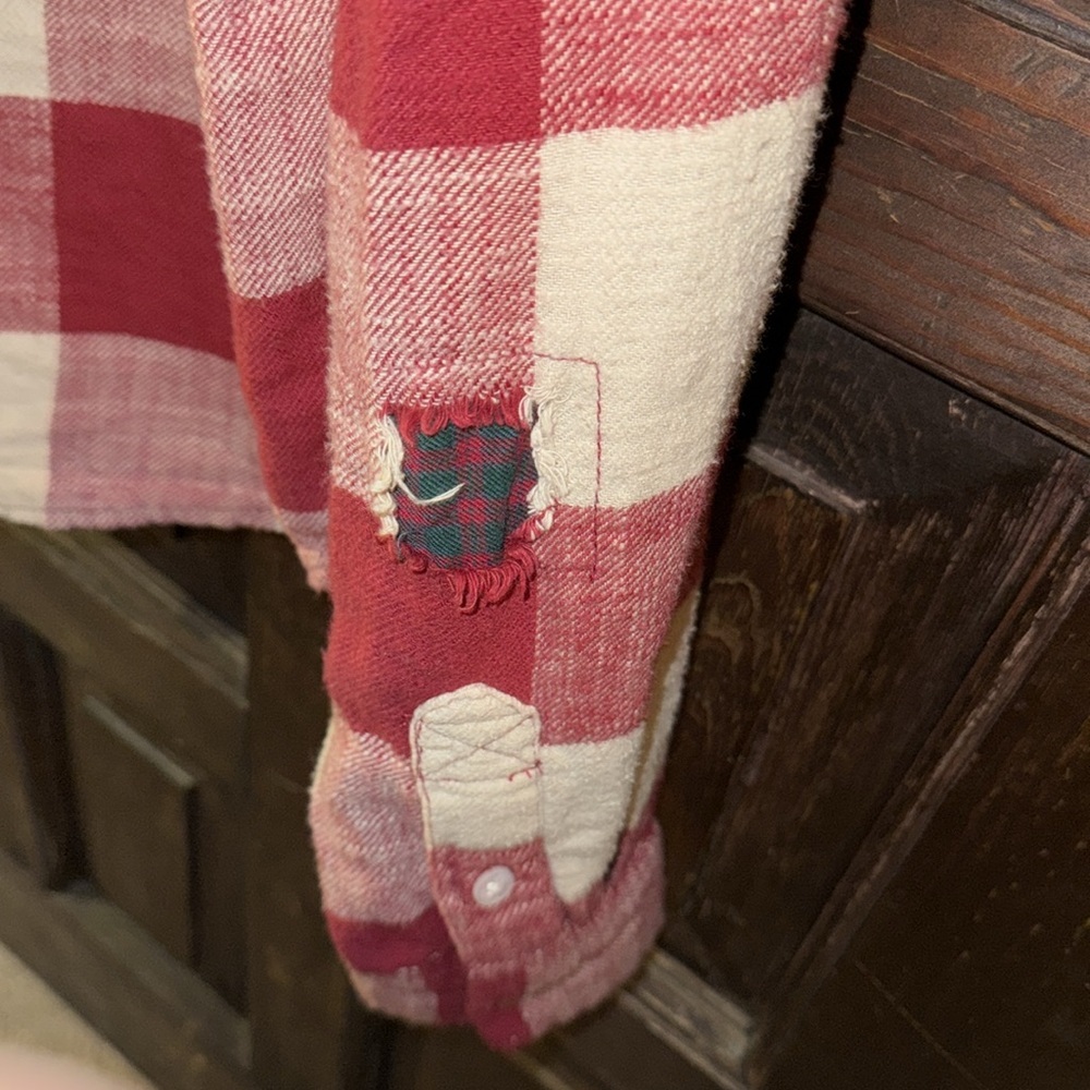 American Eagle cropped flannel hoodie - Picture 4 of 4